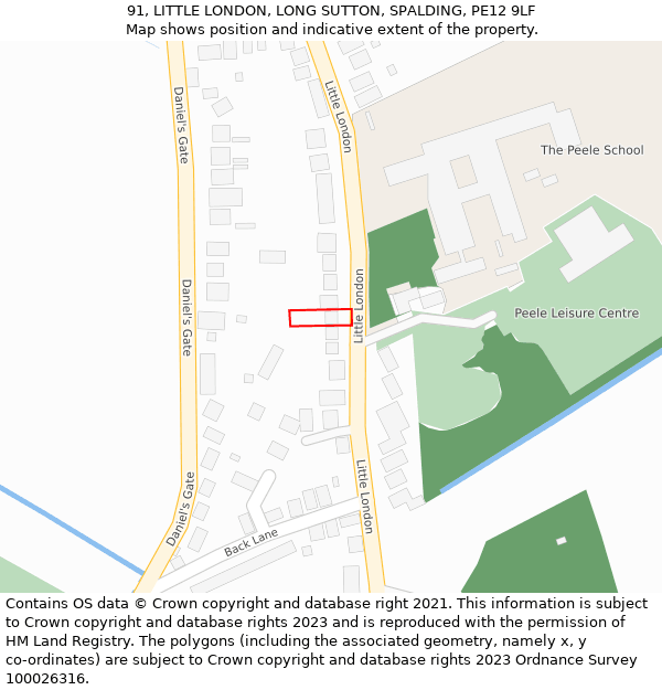 91, LITTLE LONDON, LONG SUTTON, SPALDING, PE12 9LF: Location map and indicative extent of plot