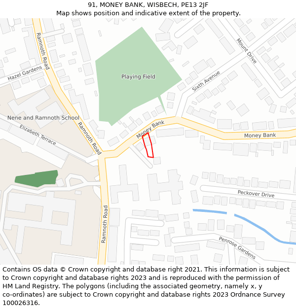 91, MONEY BANK, WISBECH, PE13 2JF: Location map and indicative extent of plot