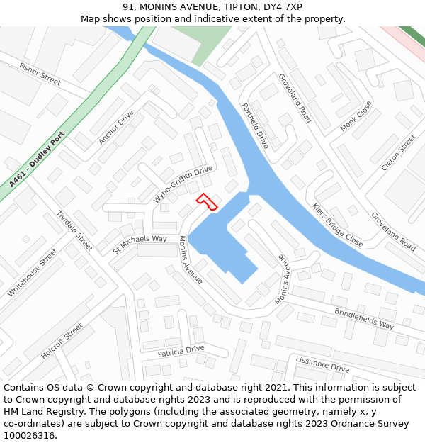 91, MONINS AVENUE, TIPTON, DY4 7XP: Location map and indicative extent of plot