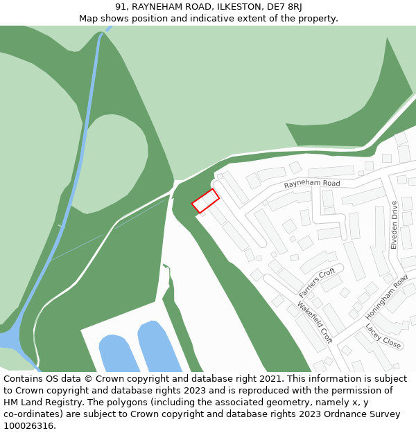 91, RAYNEHAM ROAD, ILKESTON, DE7 8RJ: Location map and indicative extent of plot