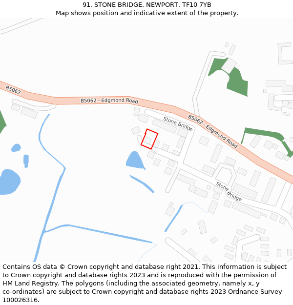 91, STONE BRIDGE, NEWPORT, TF10 7YB: Location map and indicative extent of plot