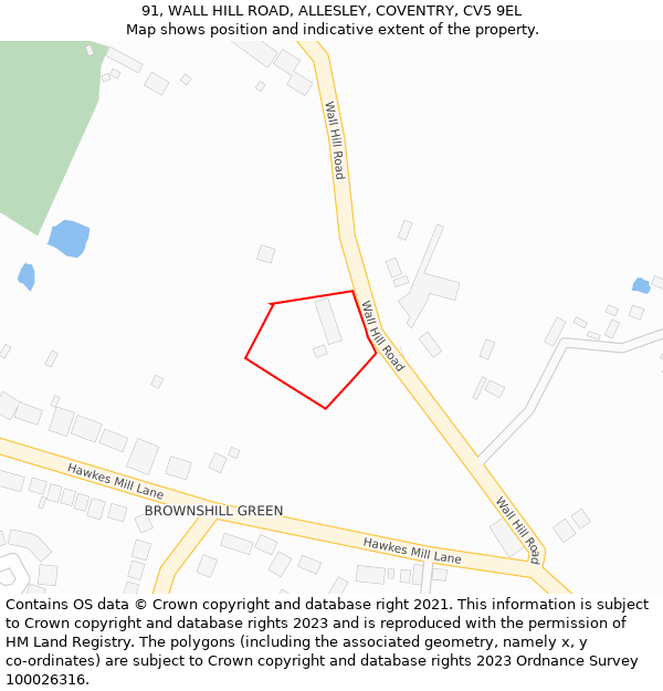 91, WALL HILL ROAD, ALLESLEY, COVENTRY, CV5 9EL: Location map and indicative extent of plot