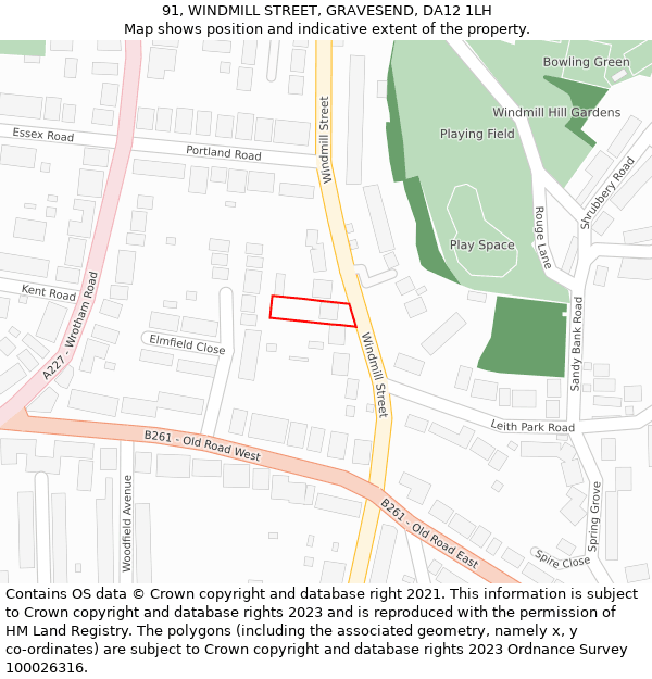 91, WINDMILL STREET, GRAVESEND, DA12 1LH: Location map and indicative extent of plot