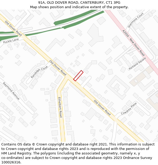 91A, OLD DOVER ROAD, CANTERBURY, CT1 3PG: Location map and indicative extent of plot