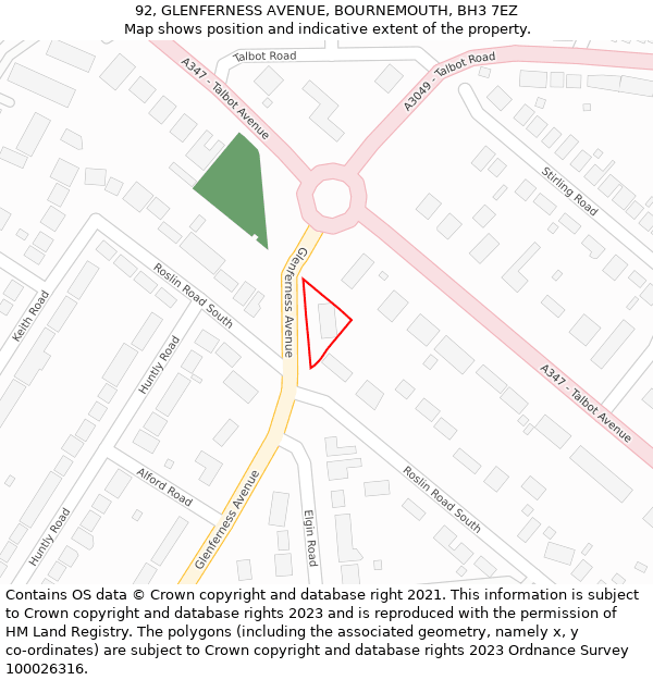 92, GLENFERNESS AVENUE, BOURNEMOUTH, BH3 7EZ: Location map and indicative extent of plot