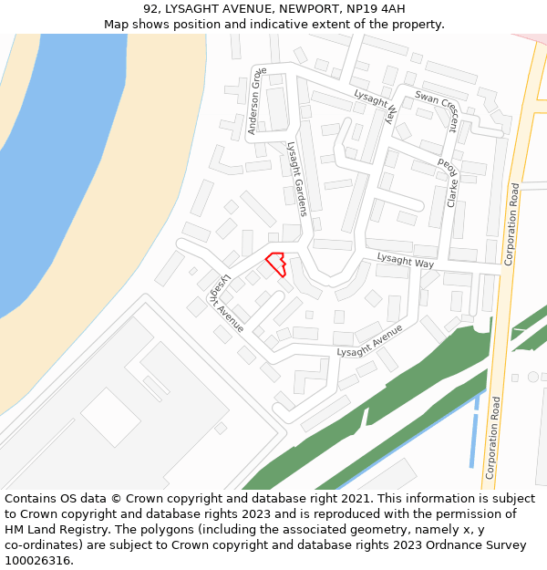 92, LYSAGHT AVENUE, NEWPORT, NP19 4AH: Location map and indicative extent of plot