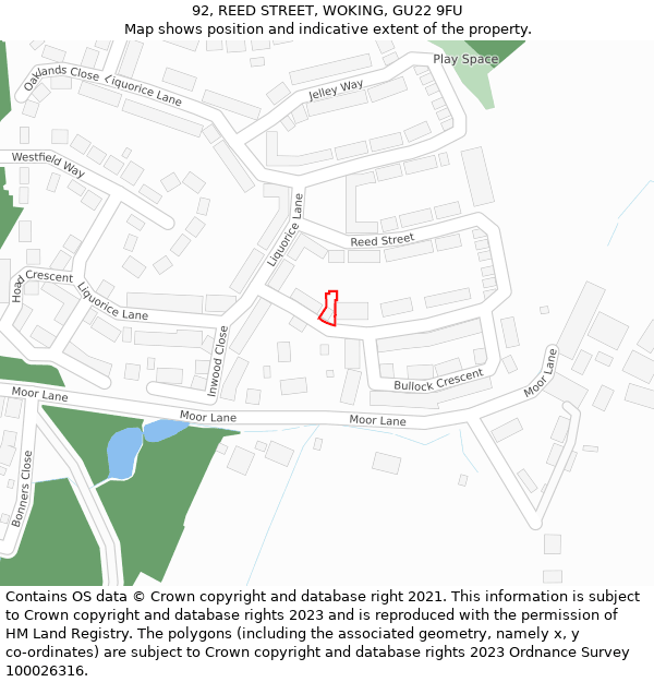 92, REED STREET, WOKING, GU22 9FU: Location map and indicative extent of plot