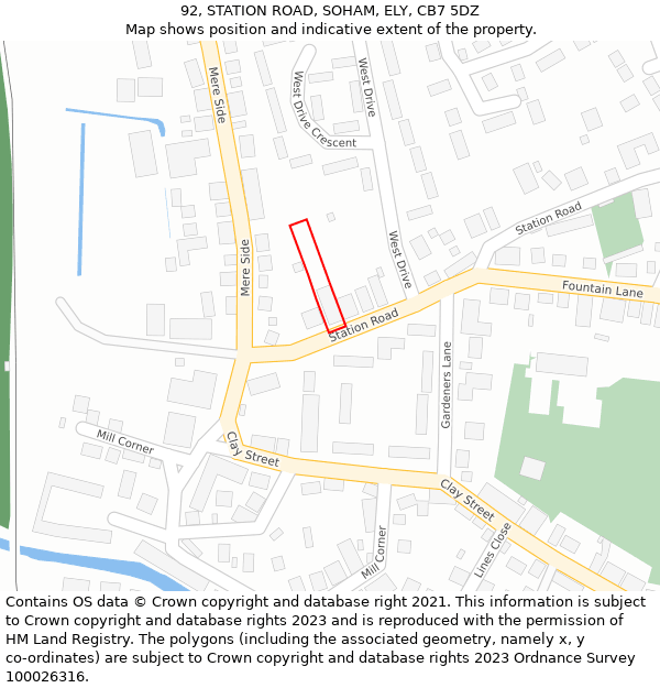 92, STATION ROAD, SOHAM, ELY, CB7 5DZ: Location map and indicative extent of plot