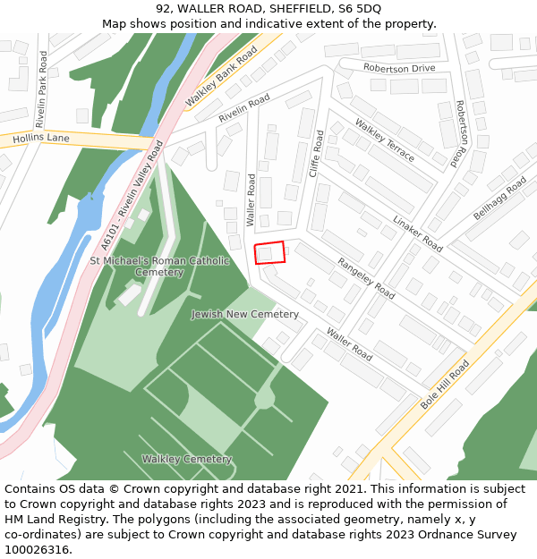 92, WALLER ROAD, SHEFFIELD, S6 5DQ: Location map and indicative extent of plot