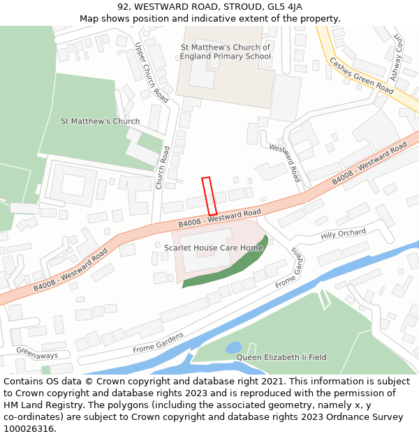 92, WESTWARD ROAD, STROUD, GL5 4JA: Location map and indicative extent of plot