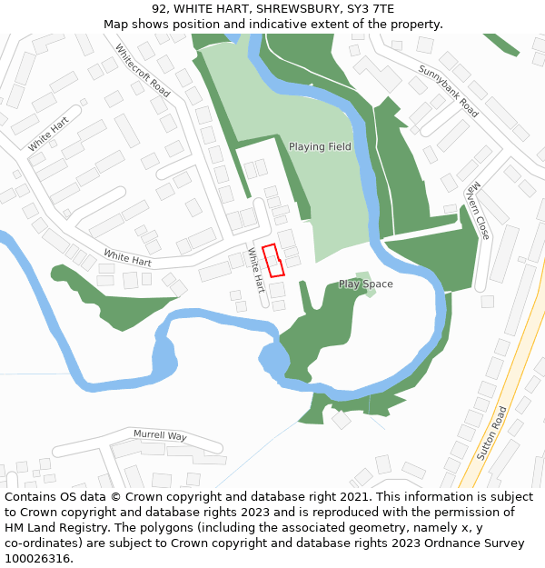 92, WHITE HART, SHREWSBURY, SY3 7TE: Location map and indicative extent of plot