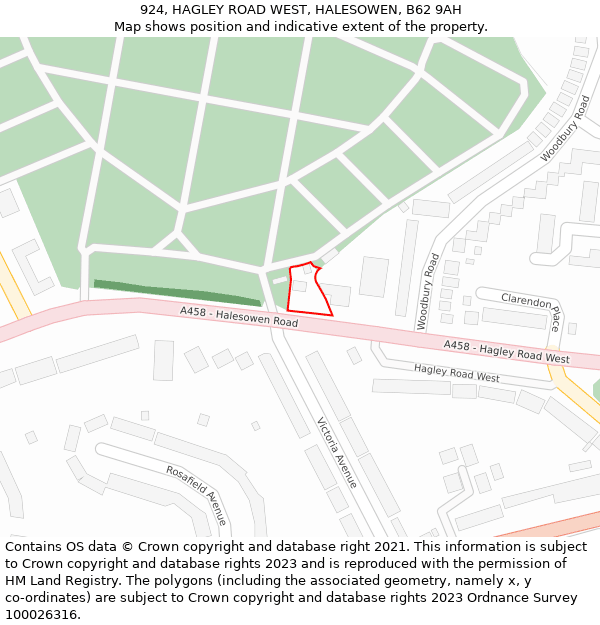 924, HAGLEY ROAD WEST, HALESOWEN, B62 9AH: Location map and indicative extent of plot