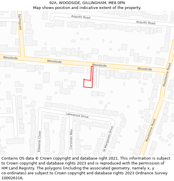 92A, WOODSIDE, GILLINGHAM, ME8 0PN: Location map and indicative extent of plot