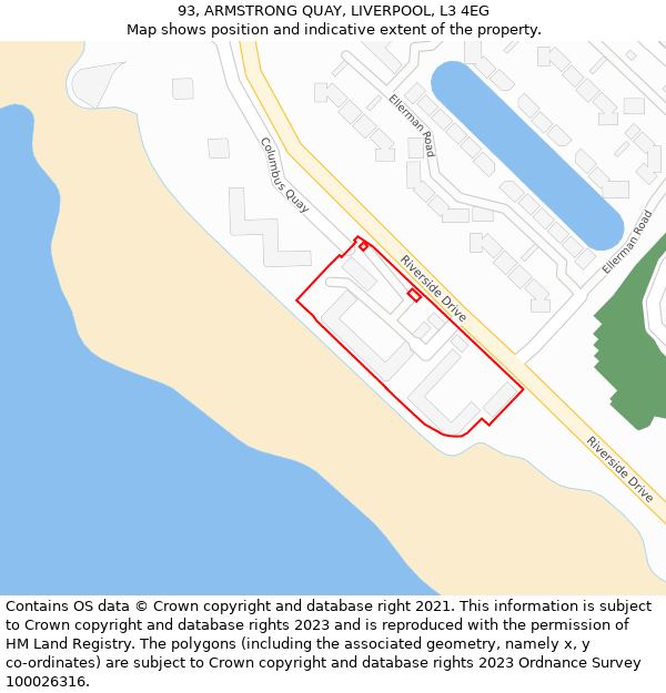 93, ARMSTRONG QUAY, LIVERPOOL, L3 4EG: Location map and indicative extent of plot