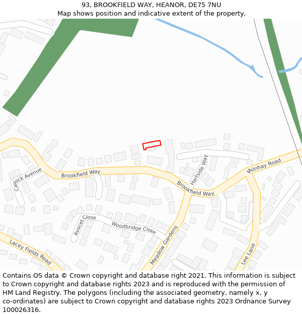 93, BROOKFIELD WAY, HEANOR, DE75 7NU: Location map and indicative extent of plot