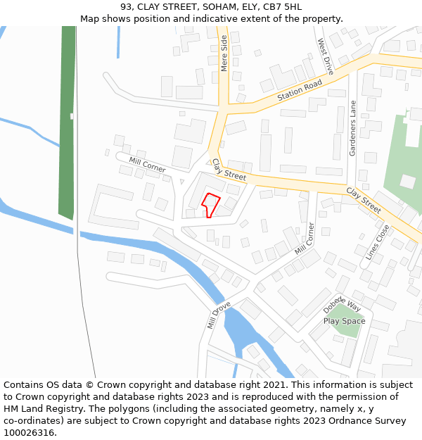 93, CLAY STREET, SOHAM, ELY, CB7 5HL: Location map and indicative extent of plot