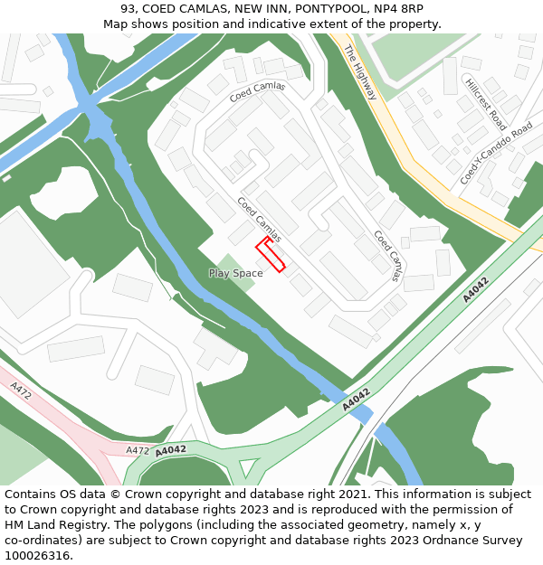 93, COED CAMLAS, NEW INN, PONTYPOOL, NP4 8RP: Location map and indicative extent of plot