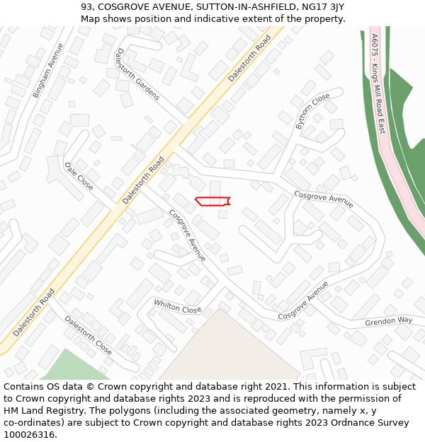 93, COSGROVE AVENUE, SUTTON-IN-ASHFIELD, NG17 3JY: Location map and indicative extent of plot