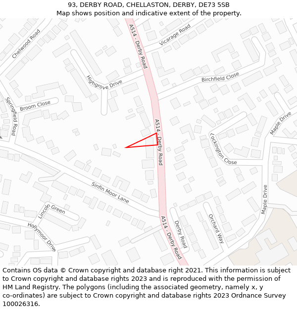 93, DERBY ROAD, CHELLASTON, DERBY, DE73 5SB: Location map and indicative extent of plot