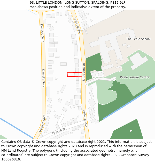 93, LITTLE LONDON, LONG SUTTON, SPALDING, PE12 9LF: Location map and indicative extent of plot