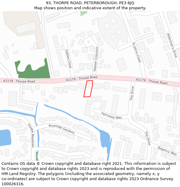 93, THORPE ROAD, PETERBOROUGH, PE3 6JQ: Location map and indicative extent of plot