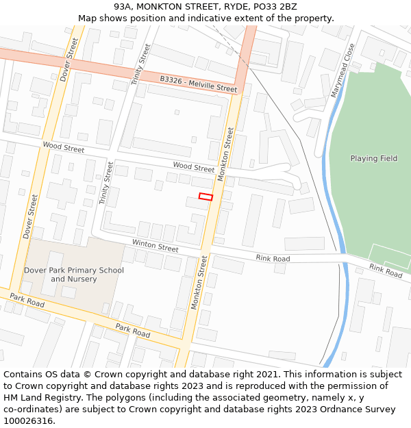 93A, MONKTON STREET, RYDE, PO33 2BZ: Location map and indicative extent of plot