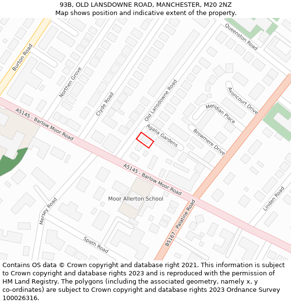 93B, OLD LANSDOWNE ROAD, MANCHESTER, M20 2NZ: Location map and indicative extent of plot