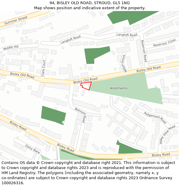 94, BISLEY OLD ROAD, STROUD, GL5 1NG: Location map and indicative extent of plot