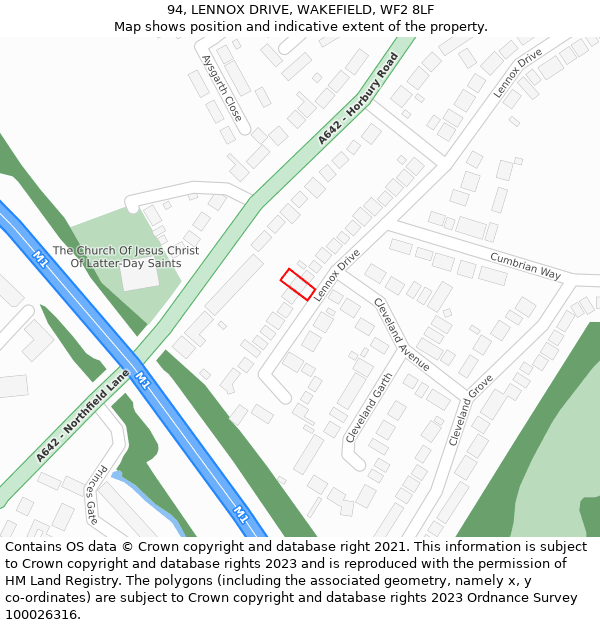 94, LENNOX DRIVE, WAKEFIELD, WF2 8LF: Location map and indicative extent of plot