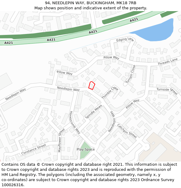 94, NEEDLEPIN WAY, BUCKINGHAM, MK18 7RB: Location map and indicative extent of plot