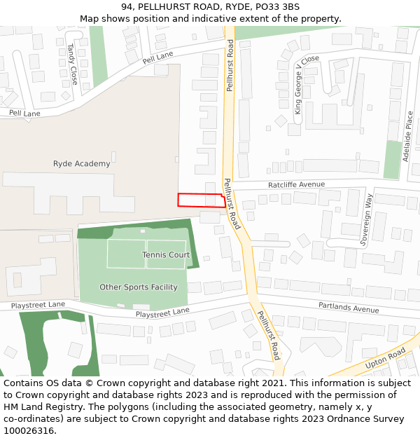 94, PELLHURST ROAD, RYDE, PO33 3BS: Location map and indicative extent of plot
