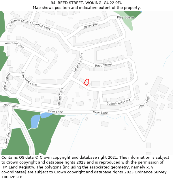 94, REED STREET, WOKING, GU22 9FU: Location map and indicative extent of plot