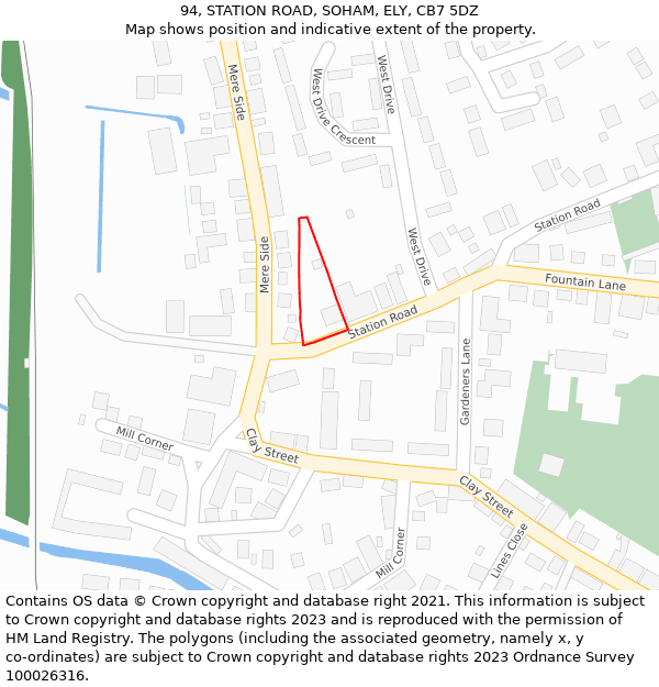 94, STATION ROAD, SOHAM, ELY, CB7 5DZ: Location map and indicative extent of plot