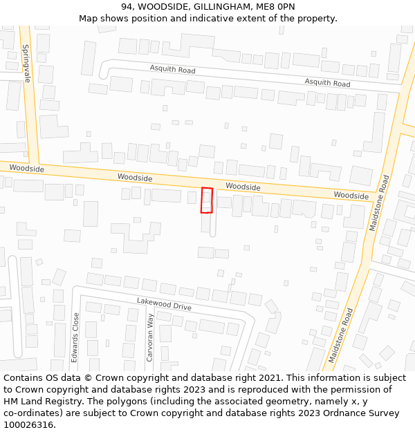 94, WOODSIDE, GILLINGHAM, ME8 0PN: Location map and indicative extent of plot