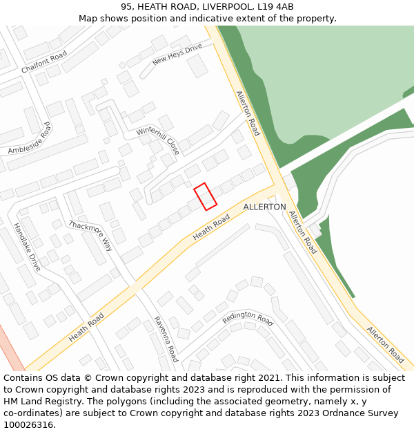 95, HEATH ROAD, LIVERPOOL, L19 4AB: Location map and indicative extent of plot
