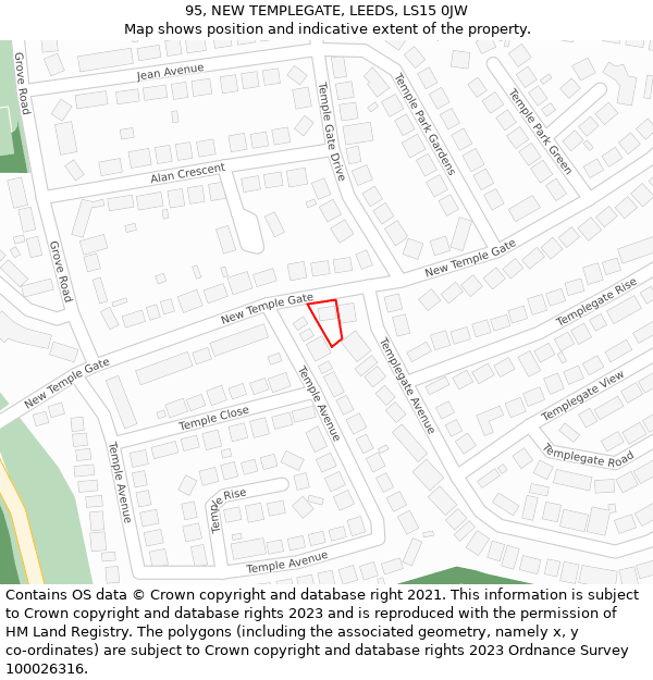 95, NEW TEMPLEGATE, LEEDS, LS15 0JW: Location map and indicative extent of plot