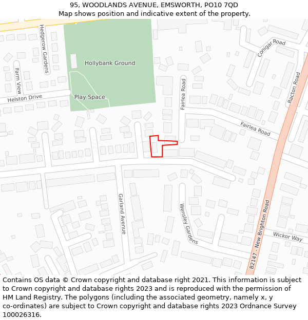 95, WOODLANDS AVENUE, EMSWORTH, PO10 7QD: Location map and indicative extent of plot