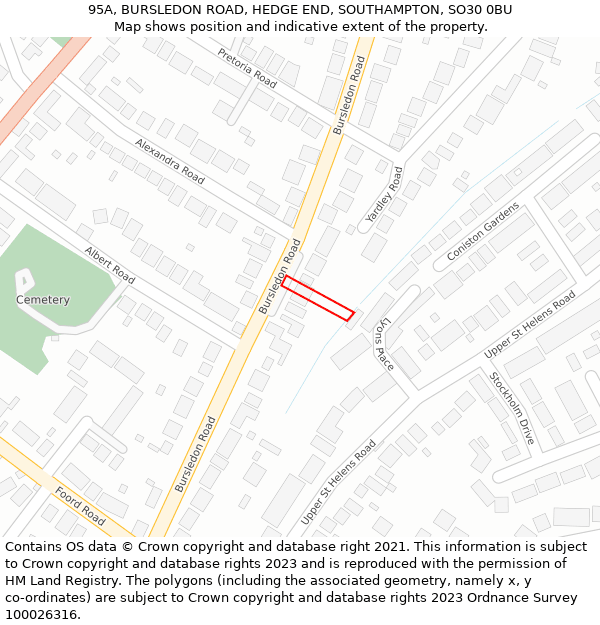 95A, BURSLEDON ROAD, HEDGE END, SOUTHAMPTON, SO30 0BU: Location map and indicative extent of plot