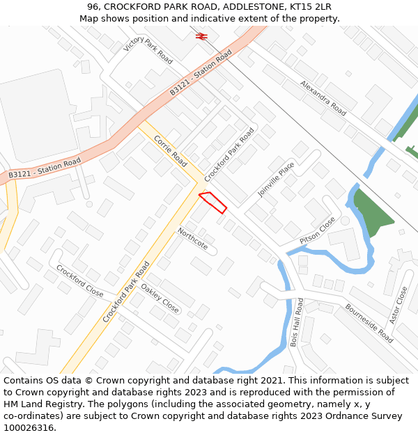 96, CROCKFORD PARK ROAD, ADDLESTONE, KT15 2LR: Location map and indicative extent of plot