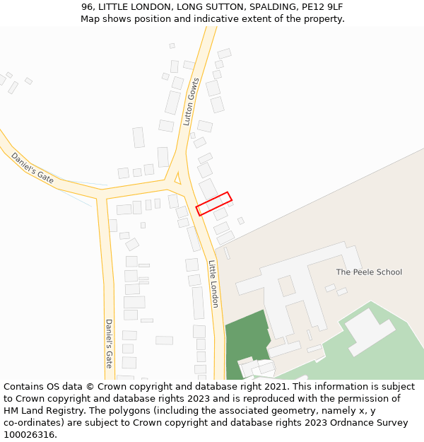 96, LITTLE LONDON, LONG SUTTON, SPALDING, PE12 9LF: Location map and indicative extent of plot