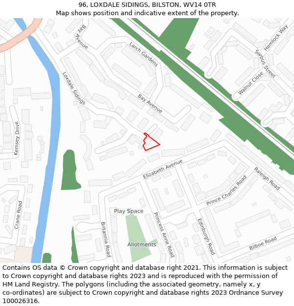 96, LOXDALE SIDINGS, BILSTON, WV14 0TR: Location map and indicative extent of plot