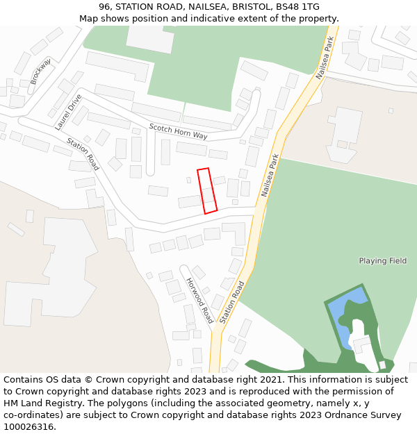 96, STATION ROAD, NAILSEA, BRISTOL, BS48 1TG: Location map and indicative extent of plot