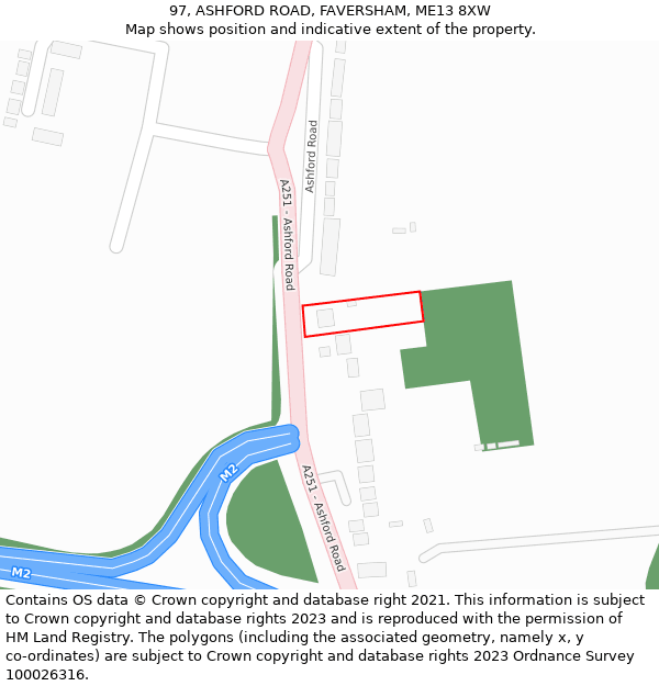 97, ASHFORD ROAD, FAVERSHAM, ME13 8XW: Location map and indicative extent of plot