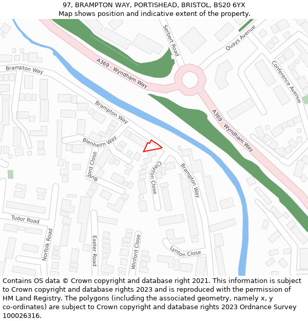 97, BRAMPTON WAY, PORTISHEAD, BRISTOL, BS20 6YX: Location map and indicative extent of plot