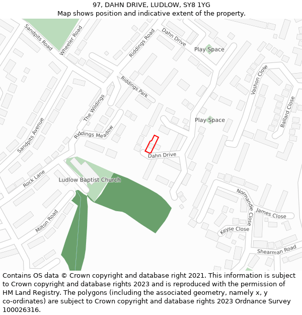 97, DAHN DRIVE, LUDLOW, SY8 1YG: Location map and indicative extent of plot