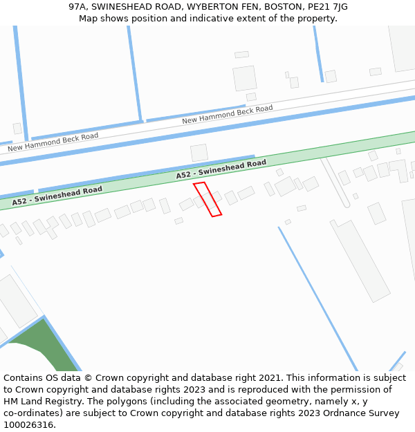 97A, SWINESHEAD ROAD, WYBERTON FEN, BOSTON, PE21 7JG: Location map and indicative extent of plot