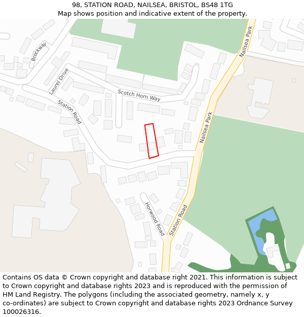 98, STATION ROAD, NAILSEA, BRISTOL, BS48 1TG: Location map and indicative extent of plot