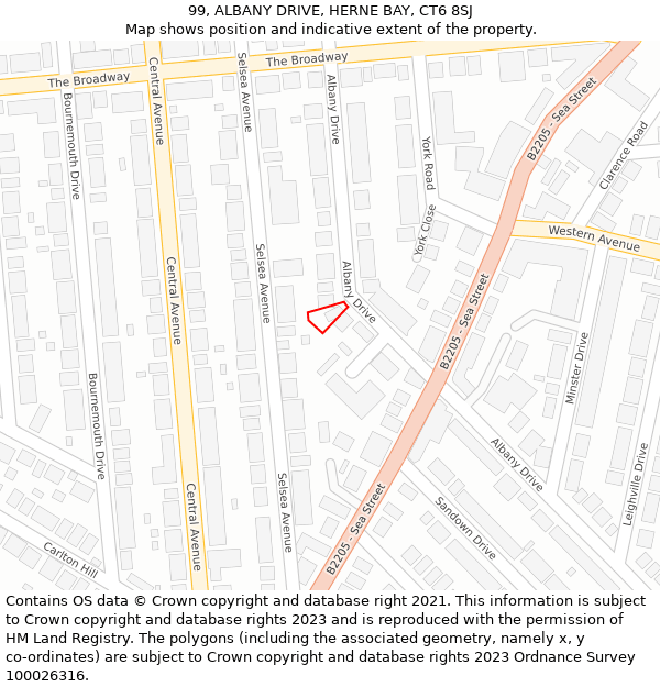 99, ALBANY DRIVE, HERNE BAY, CT6 8SJ: Location map and indicative extent of plot