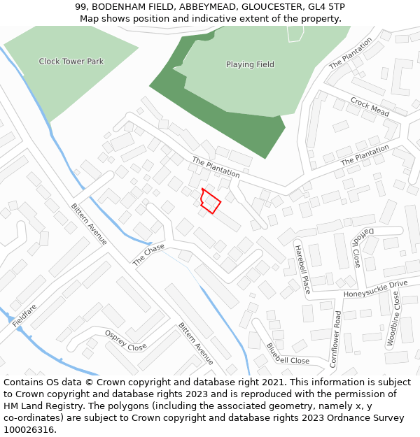 99, BODENHAM FIELD, ABBEYMEAD, GLOUCESTER, GL4 5TP: Location map and indicative extent of plot