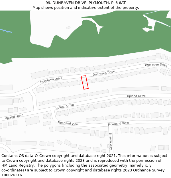 99, DUNRAVEN DRIVE, PLYMOUTH, PL6 6AT: Location map and indicative extent of plot